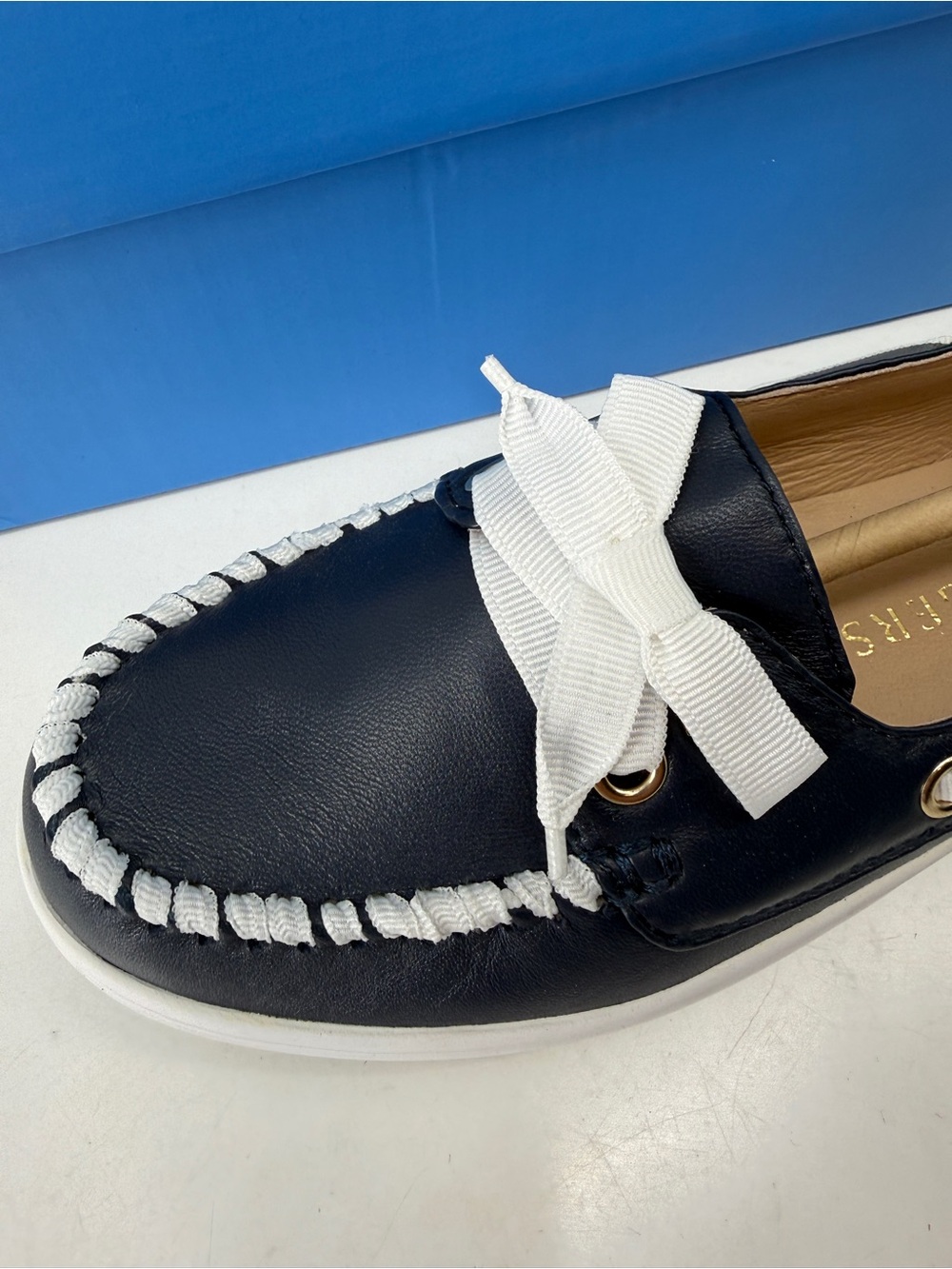 Jack Rogers Bonnie weekend loafer style 111221FL05 color midnight navy white bow - Picture 7 of 15